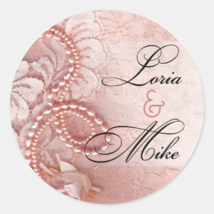 Pearls en Lace Favor   pony roze Ronde Sticker