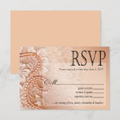Pearls en Lace RSVP-reactiekaart | perfecte perzik RSVP Kaartje (Voorkant / Achterkant)