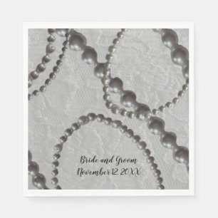 Pearls en Lace Wedding Paper Napkins Servet