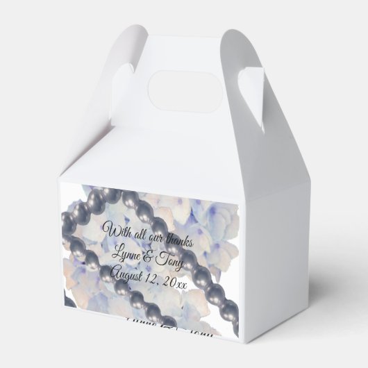 Pearls en Light Blue Hydrangeas Favor Box Bedankdoosjes (Achterkant)