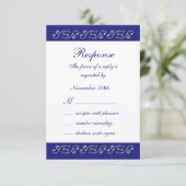 Pearls en Sapphire Blue RSVP Kaartje (Staand voorkant)