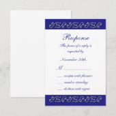 Pearls en Sapphire Blue RSVP Kaartje (Voorkant / Achterkant)