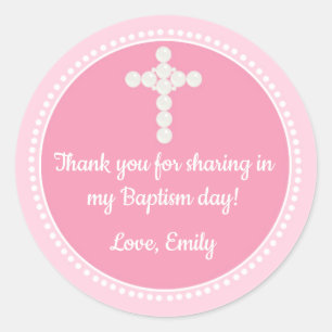Pearls Favor Label Pink Girl Baptism Communauteit