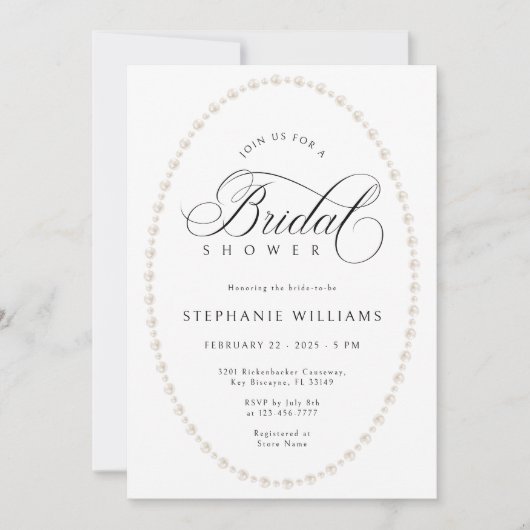 Pearls Frame Bridal Shower Invitation (Devant)