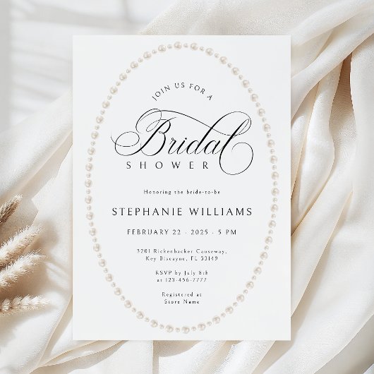 Pearls Frame Bridal Shower Invitation