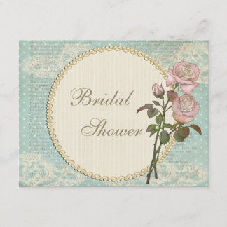 Pearls & Lace Shabby Chic Rozen Vrijgezellenfeest Kaart
