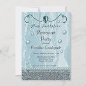 Pearls & Light Blue Silk Retirement Party Kaart (Voorkant)