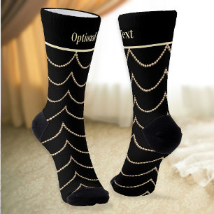 Pearls op Black Art Deco Elegance - optionele naam Sokken
