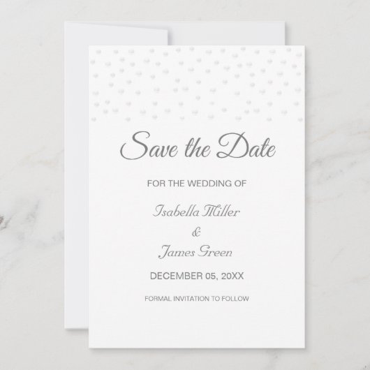 Pearls op zwart-witbruiloft Save the Date Kaart (Voorkant)