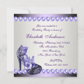 Pearls Paarse high Heels Shoes Birthday Party Kaart (Achterkant)