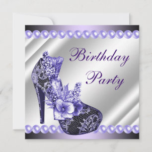 Pearls Paarse high Heels Shoes Birthday Party Kaart