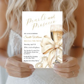 Pearls & Prosecco Bow Bridal Shower Invitation