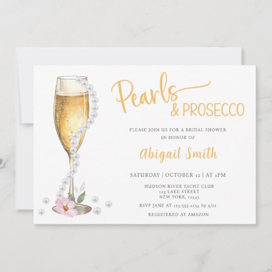 PEARLS & PROSECCO BRIDAL DOUCHE Invitation (Devant)