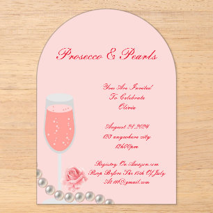 PEARLS & PROSECCO FÊTE DES MARIÉES INVITATION ROSE