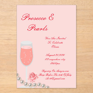 PEARLS & PROSECCO FÊTE DES MARIÉES INVITATION ROSE