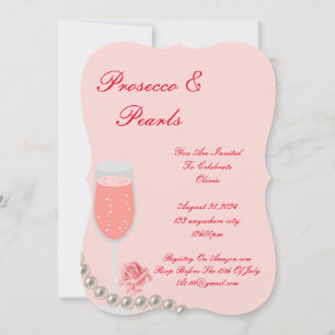 PEARLS & PROSECCO FÊTE DES MARIÉES INVITATION ROSE