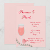 PEARLS & PROSECCO FÊTE DES MARIÉES INVITATION ROSE (Devant / Derrière)
