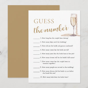 Pearls & Prosecco Raad het nummer bruidsspel Kaart