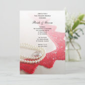 Pearls, Ring, Red  Lace Post Wedding Brunch Kaart (Staand voorkant)