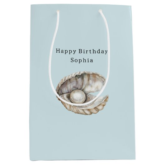 Pearls Shell Birthday  Medium Cadeauzakje (Voorkant)