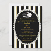 Pearls & Swans Black Striped Weddenschap Kaart (Voorkant)
