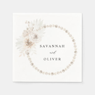 Pearls & White Floral Name Napkins 2 Servet