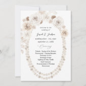 Pearls & White Floral Wedding Ceremony Programme Kaart (Voorkant)