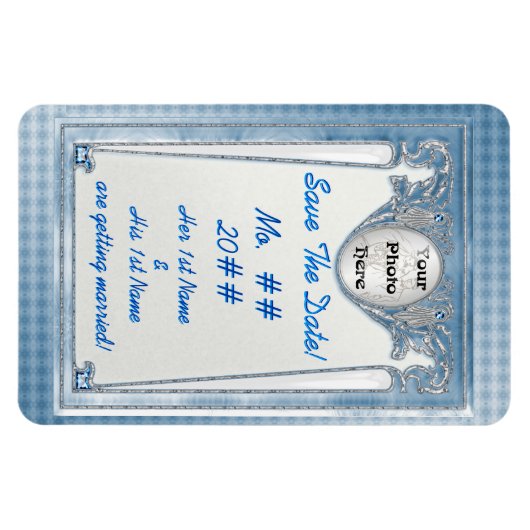Pearly Blue Save The Date Personalized Photo Magneet (Horizontaal)