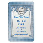 Pearly Blue Save The Date Personalized Photo Magneet (Verticaal)