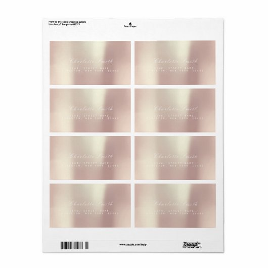 Pearly Champaign roze Rose Gold Blush ADDRESS Etiket (Full Sheet)