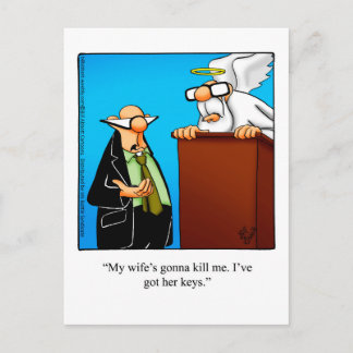 Pearly Gates Humor "Get Wife's Keys" Briefkaart