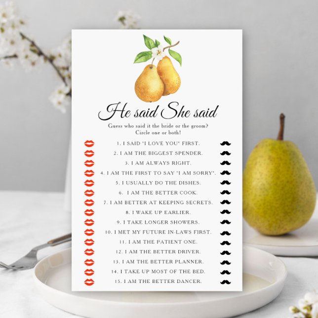 Pears Bridal shower He said she said game (Creator heeft geüpload)