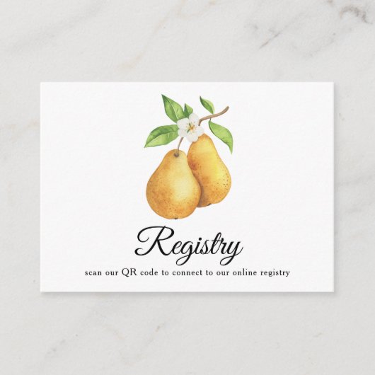 Pears QR Code Bridal Shower Registry  Informatiekaartje (Voorkant)