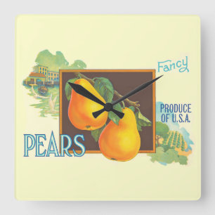 Pears Vintage Crate Art Wall Horloge