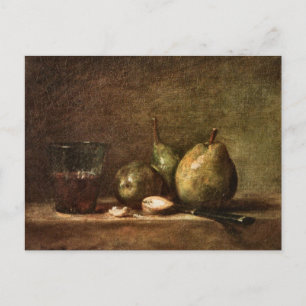 Pears, Walnoten en Glas Wijn door Jean Chardin P Briefkaart