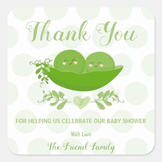 Peas dans un bébé pod Douche Merci Sticker Étiquet (Devant)