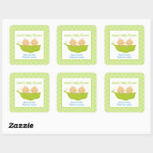 Peas dans un Pod Twin Boys Carré Favoriser Sticker (Feuille)