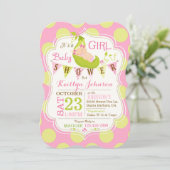 Peas dans une Pod Girl Baby shower Invitation (Debout devant)