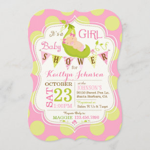 Peas dans une Pod Girl Baby shower Invitation