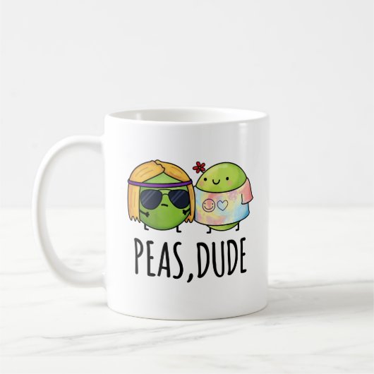 Peas guy Funny Hippie Pea Pun Koffiemok (Links)
