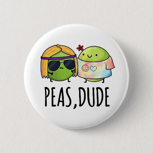 Peas guy Funny Hippie Pea Pun Ronde Button 5,7 Cm (Voorkant)