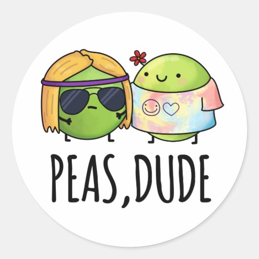 Peas guy Funny Hippie Pea Pun Ronde Sticker (Voorkant)