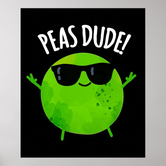 Peas Guy Funny Veggie Pea Pun Dark BG Poster (Voorkant)