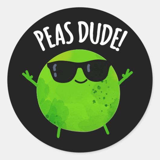 Peas Guy Funny Veggie Pea Pun Dark BG Ronde Sticker (Voorkant)