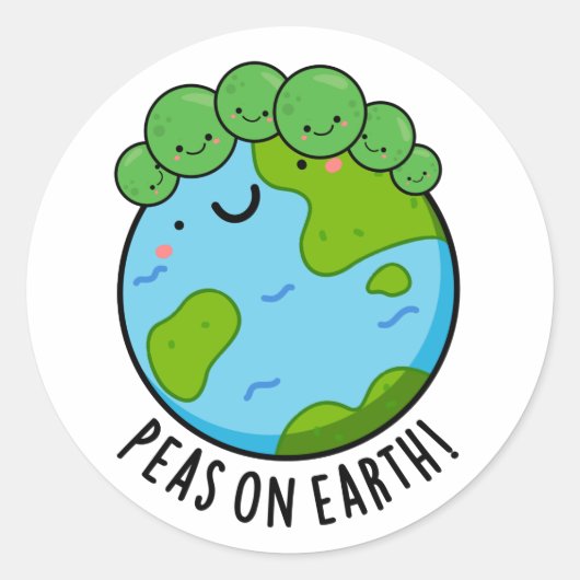 Peas on Earth Funny Veggie Peace Pun Ronde Sticker (Voorkant)