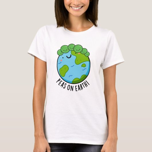 Peas on Earth Funny Veggie Peace Pun T-shirt (Voorkant)