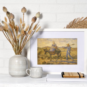 Peasant Couple gaat werken door Vincent van Gogh Poster