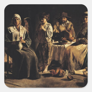 Peasant Family in an Interior, c.1643 Vierkante Sticker