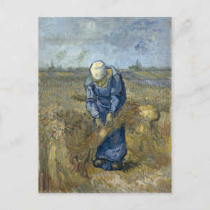 Peasant Woman Binding Sheaves door Vincent Van Gog Briefkaart