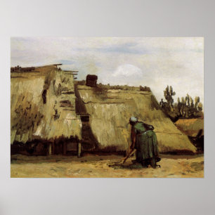 Peasant Woman Digging Cottage door Vincent van Gog Poster